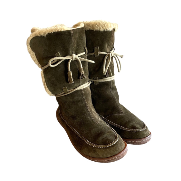 CAMPER Women's Size 38/US 7.5 Brown Suede Winter Comfort Faux Fur Mid-Calf Boots - Picture 1 of 11